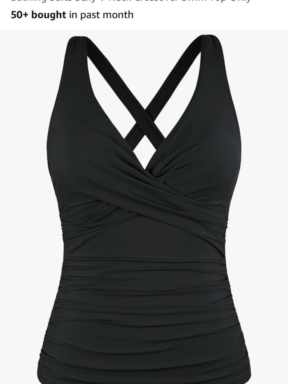Black Ruched Crisscross Underwire tankini top